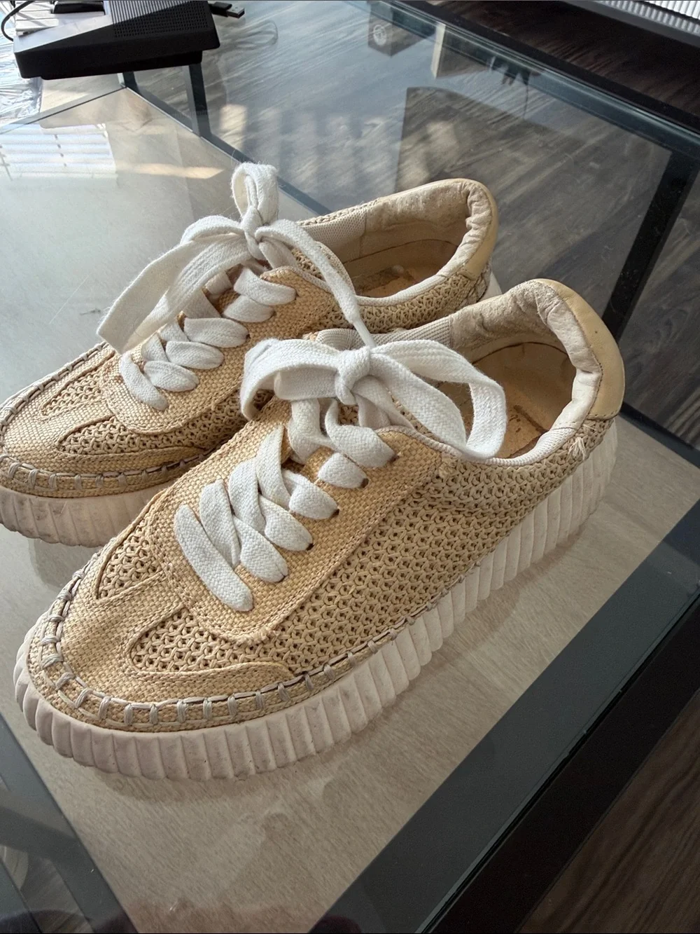 Dolce Vita Kids Beige Knit Lace-Up Sneakers